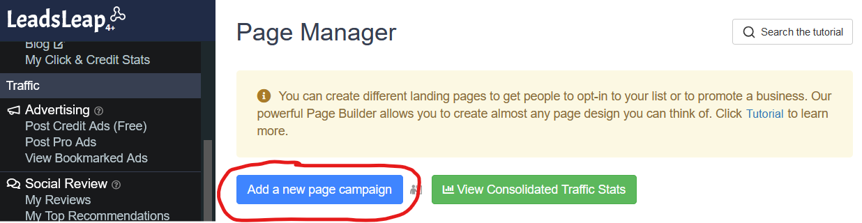 Add campaign to page manager