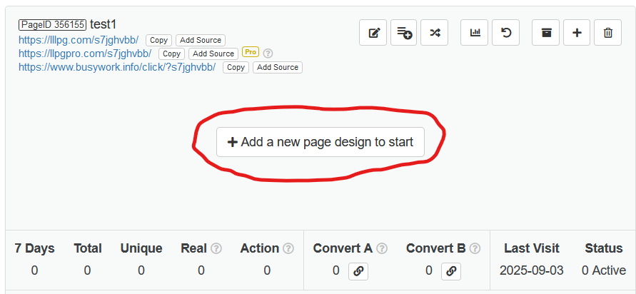 Add new page design
