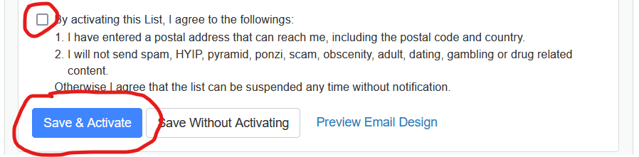 save and activate list
