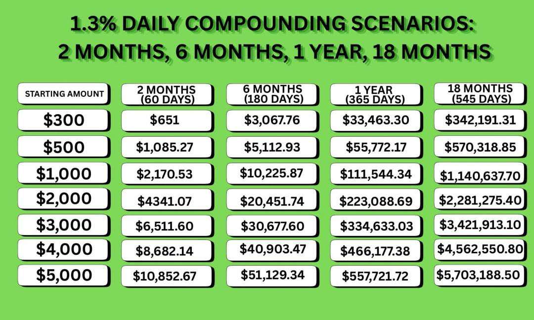Doubling My Capital in 60 Days,daily compounding scenarios