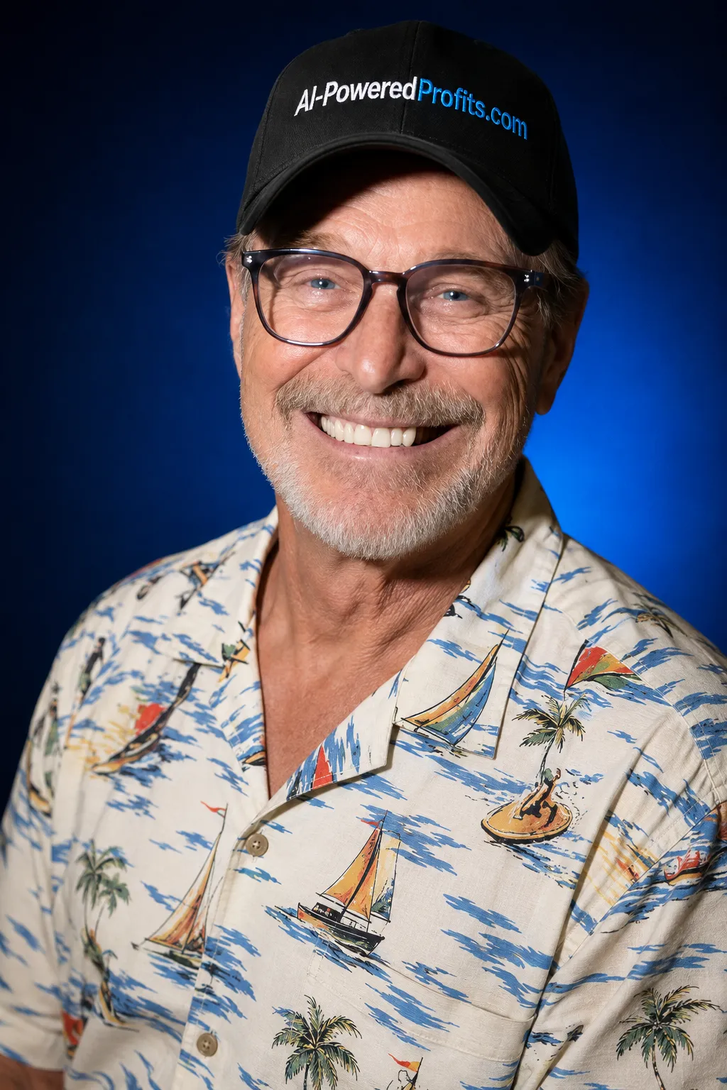 George Matus wearing an AI-PoweredProfits.com cap