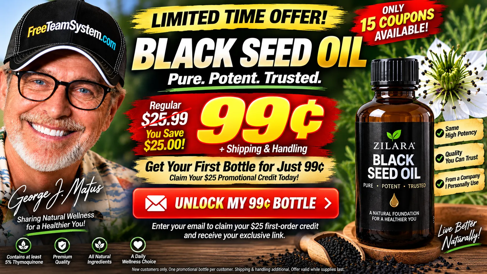 Black Seed Oil 99 cent promotional offer