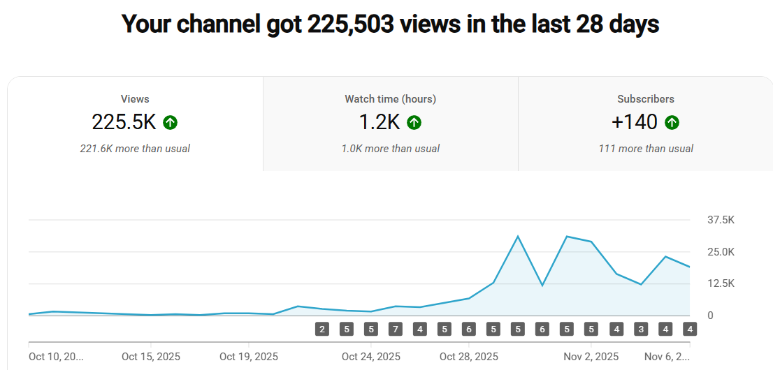 YouTube Analytics Screenshot showing additional views