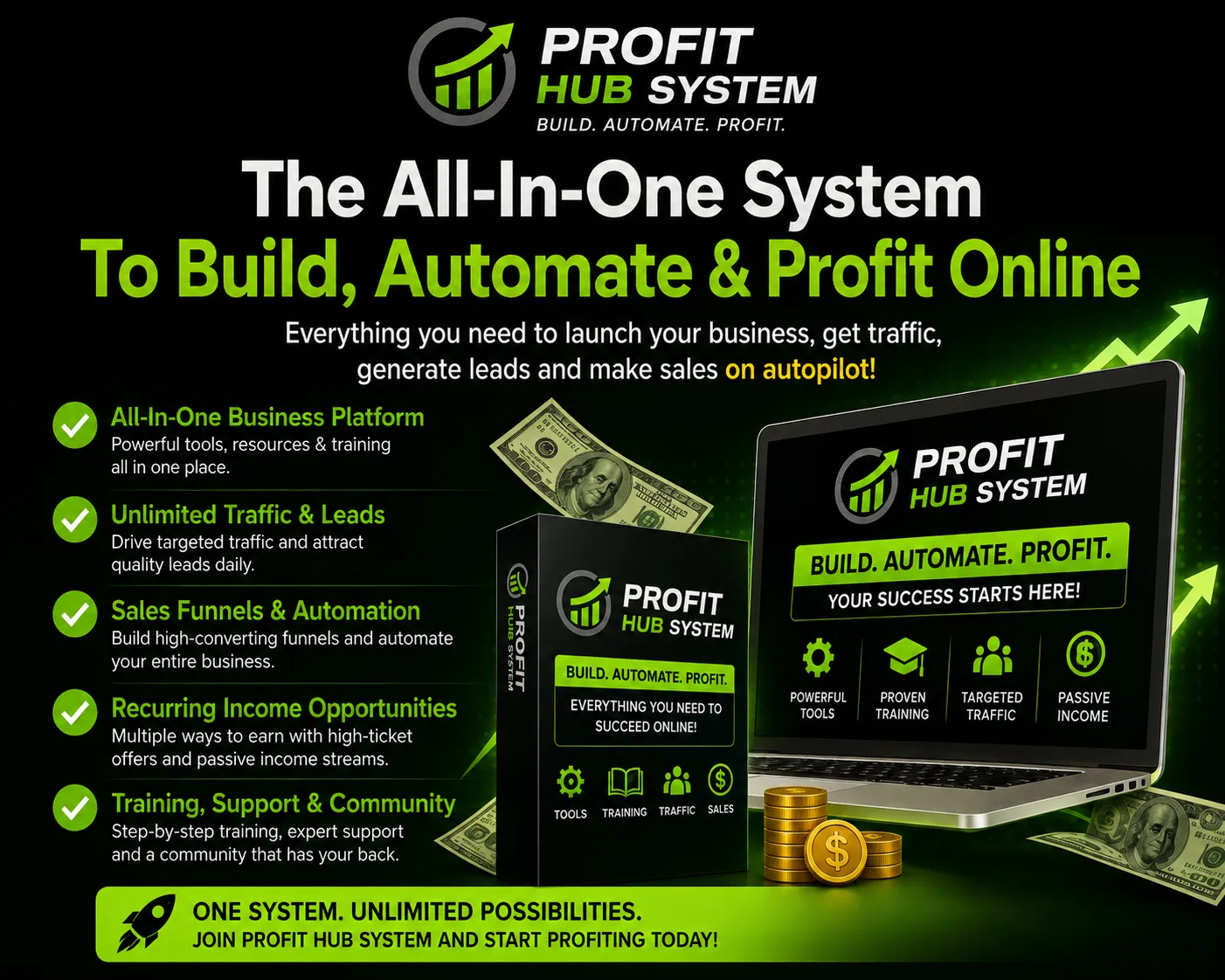 <em><strong>Stop piecing your online business together and plug into one system built to help you launch, market, monetize and grow.</strong></em>